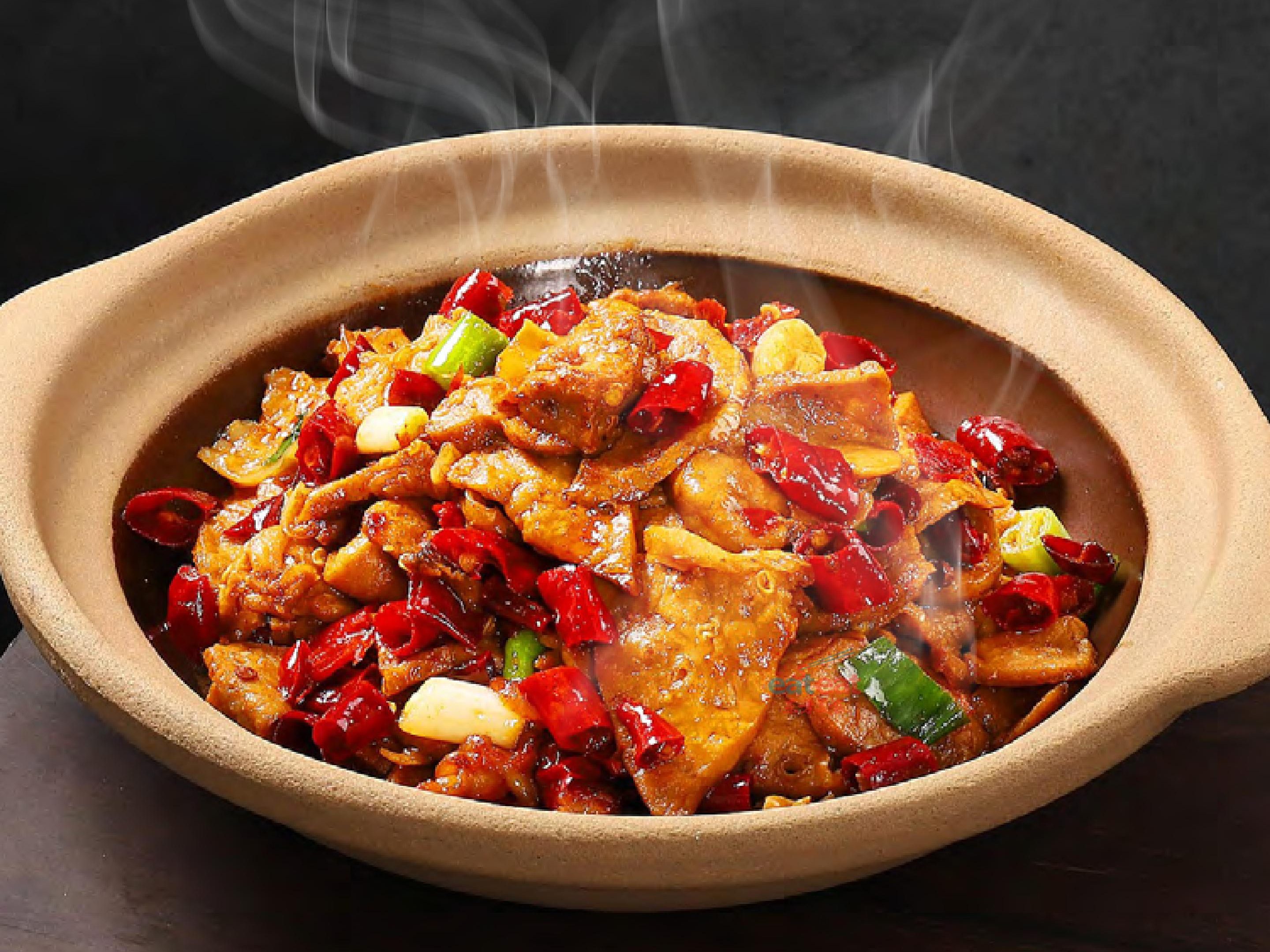 砂锅辣烧猪心肺